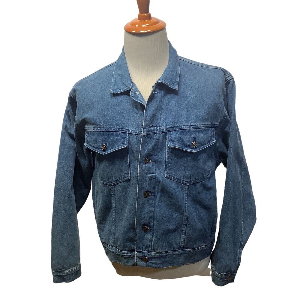 Express Denim Men's Jeans Jacket  Size Large Blue Cotton‎ Trucker Biker Vintage